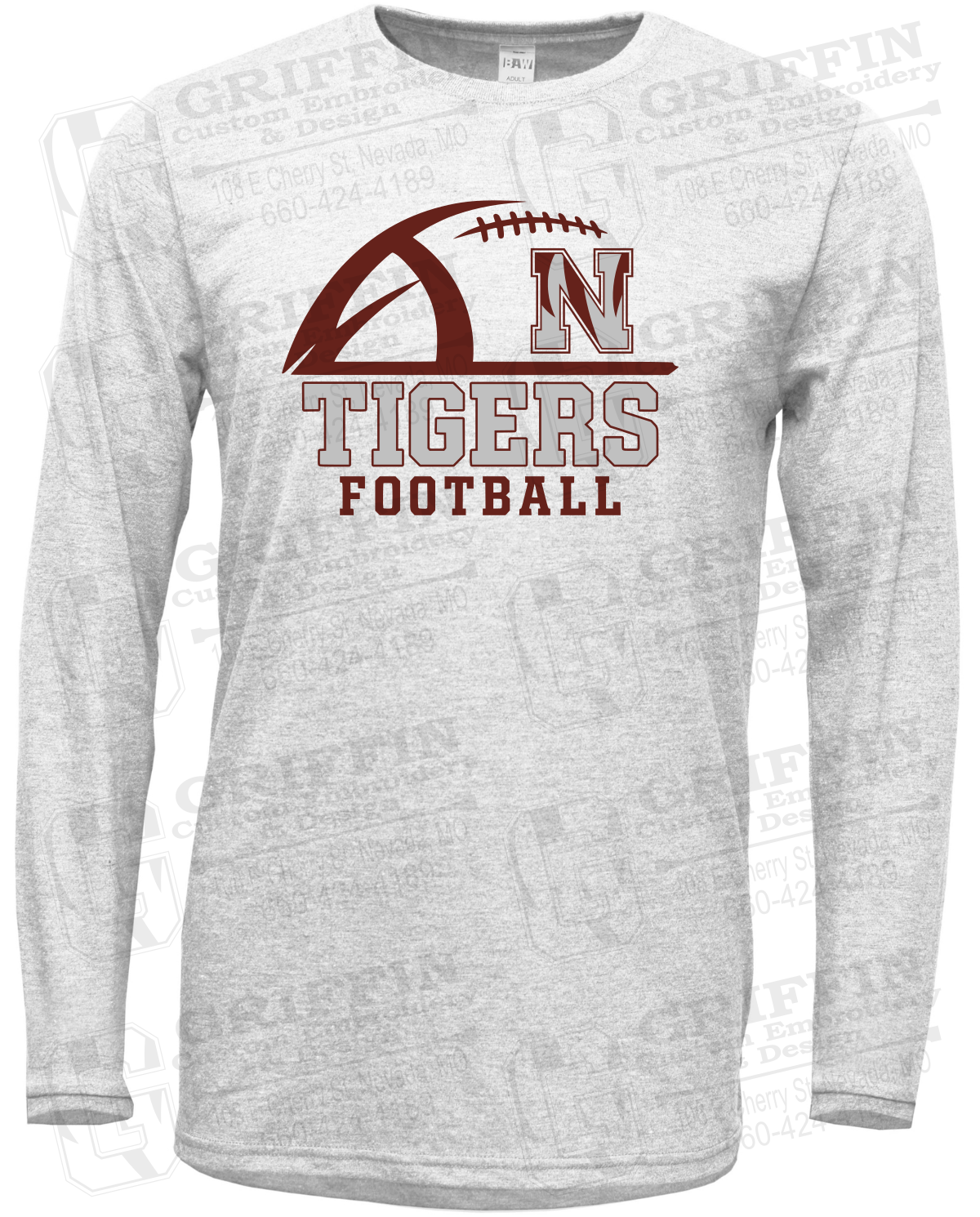 Soft-Tek Long Sleeve T-Shirt - Football - Nevada Tigers 27-B