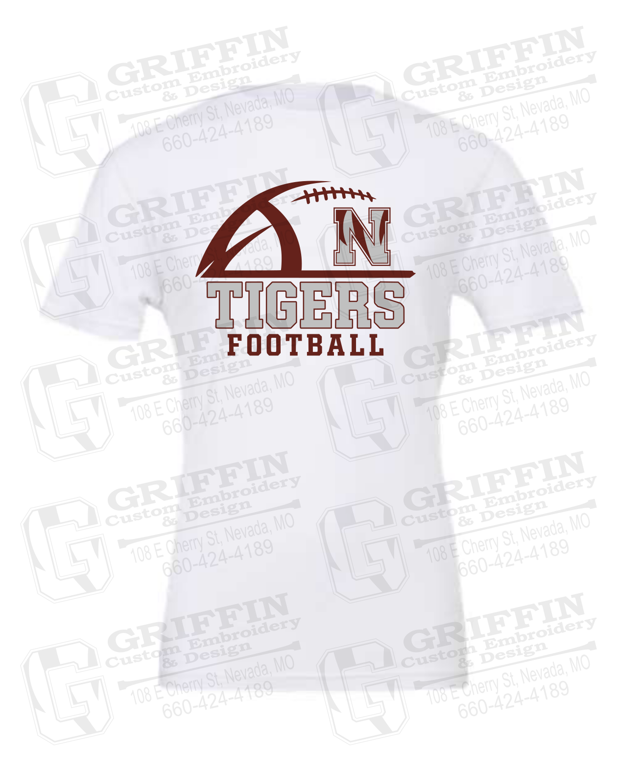 Cotton Short Sleeve T-Shirt - Football - Nevada Tigers 27-B