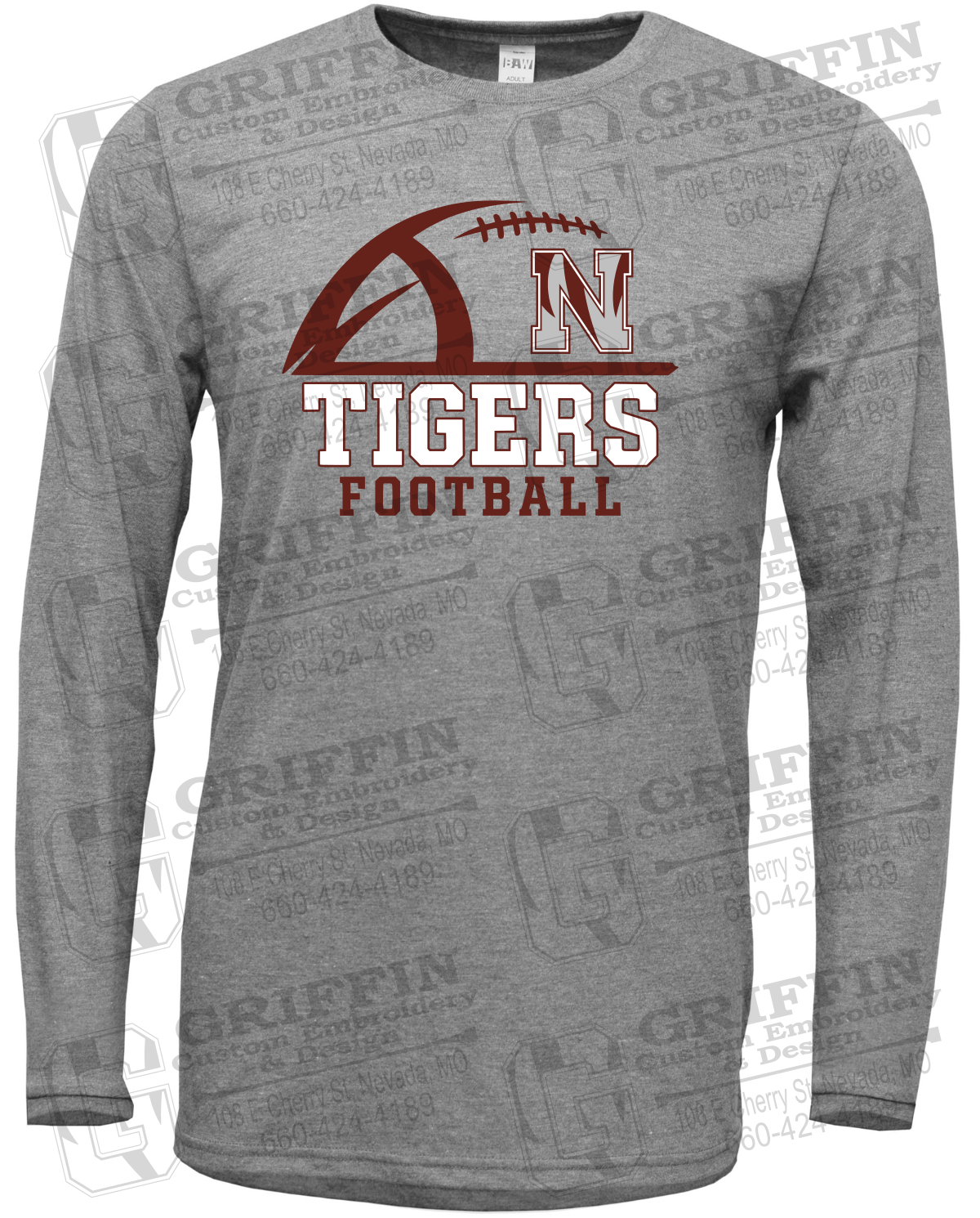 Soft-Tek Long Sleeve T-Shirt - Football - Nevada Tigers 27-B