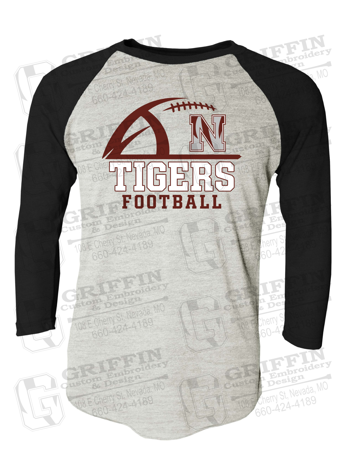 Tri-Blend Raglan Sleeve T-Shirt - Football - Nevada Tigers 27-B