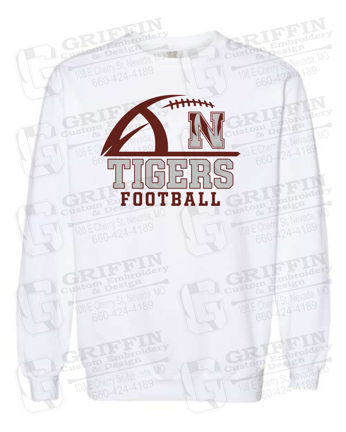 Comfort Colors Crewneck Sweatshirt - Football - Nevada Tigers 27-B