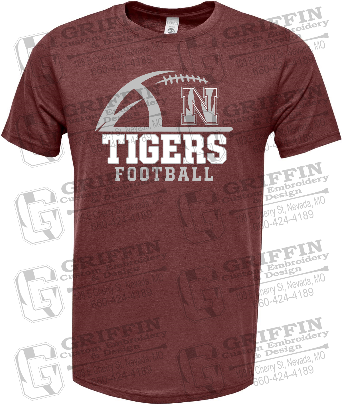 Soft-Tek Short Sleeve T-Shirt - Football - Nevada Tigers 27-B