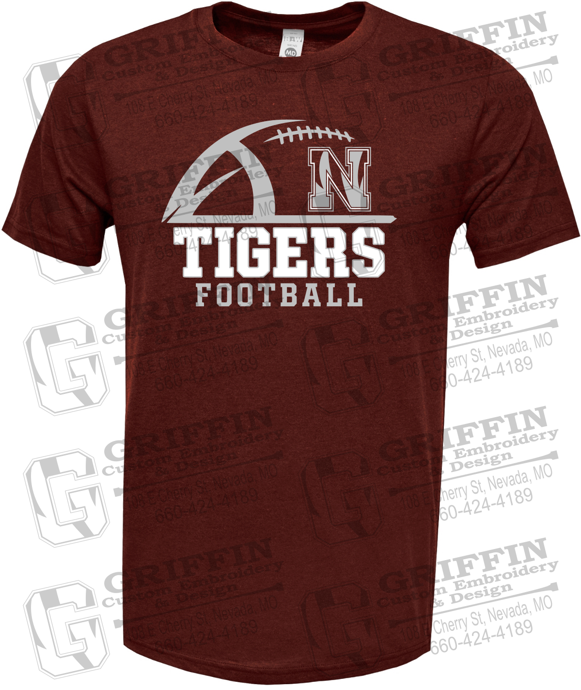 Soft-Tek Short Sleeve T-Shirt - Football - Nevada Tigers 27-B