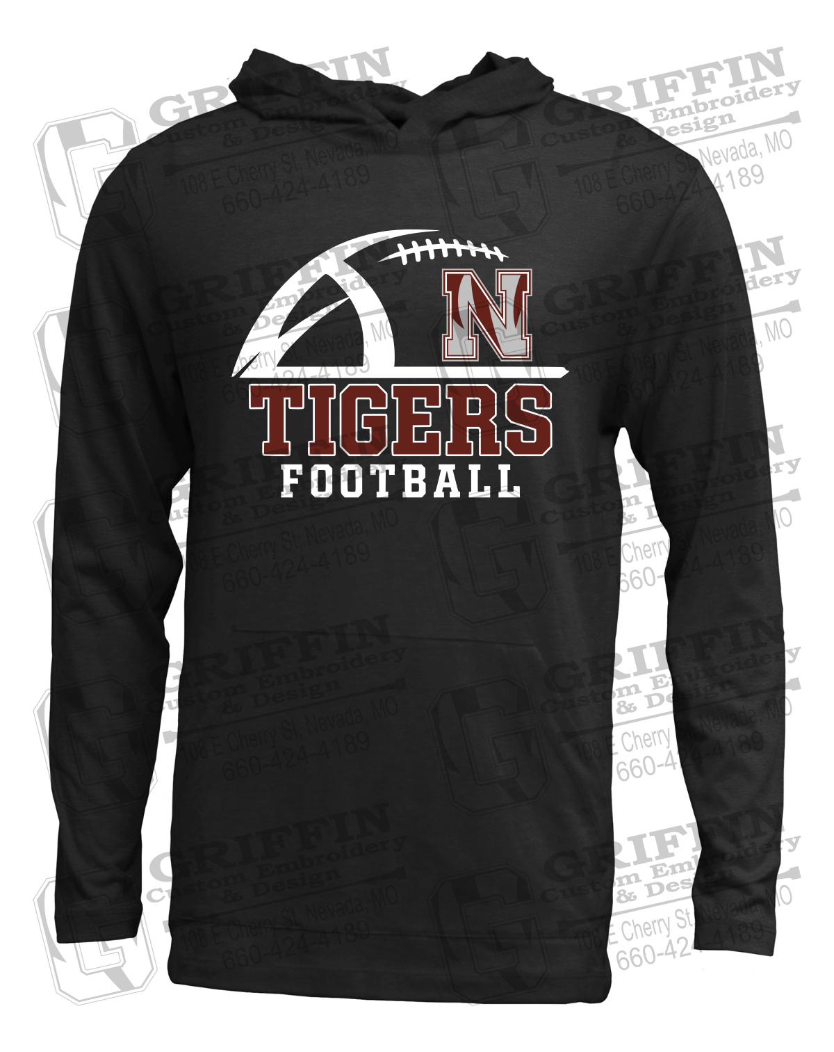 Soft-Tek T-Shirt Hoodie - Football - Nevada Tigers 27-B