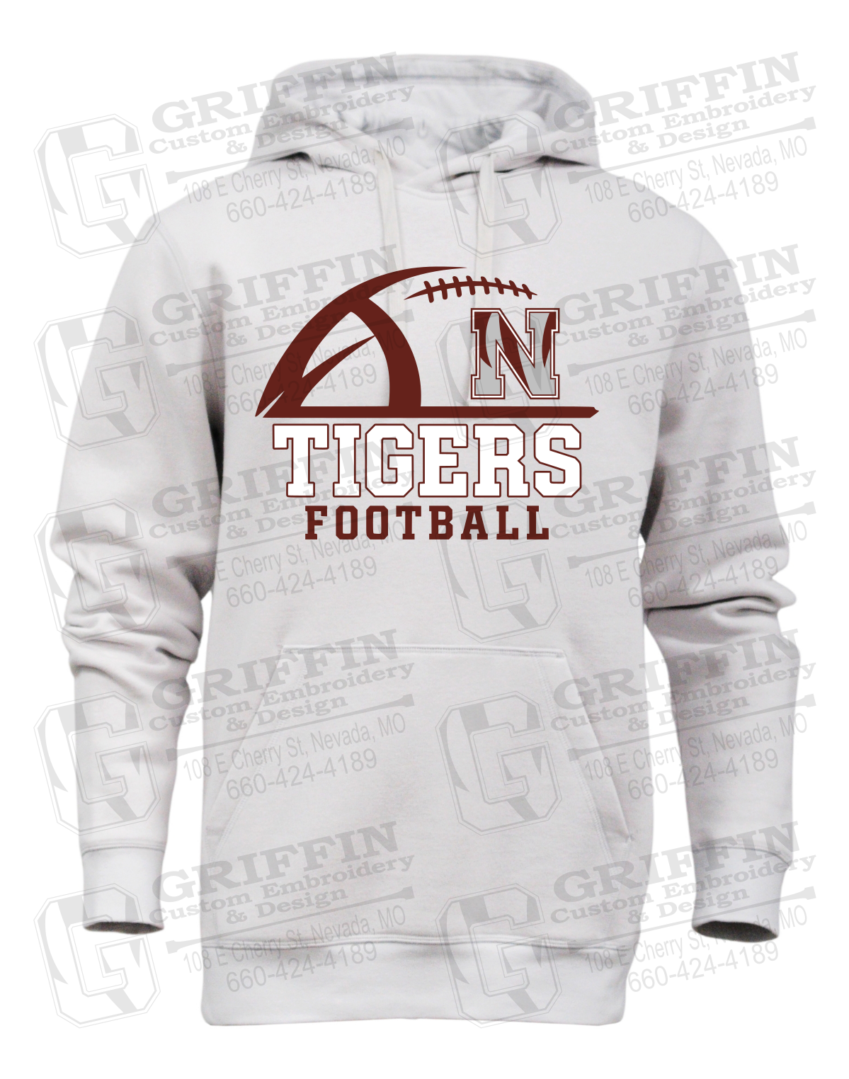 Heavyweight Fleece Hoodie - Football - Nevada Tigers 27-B
