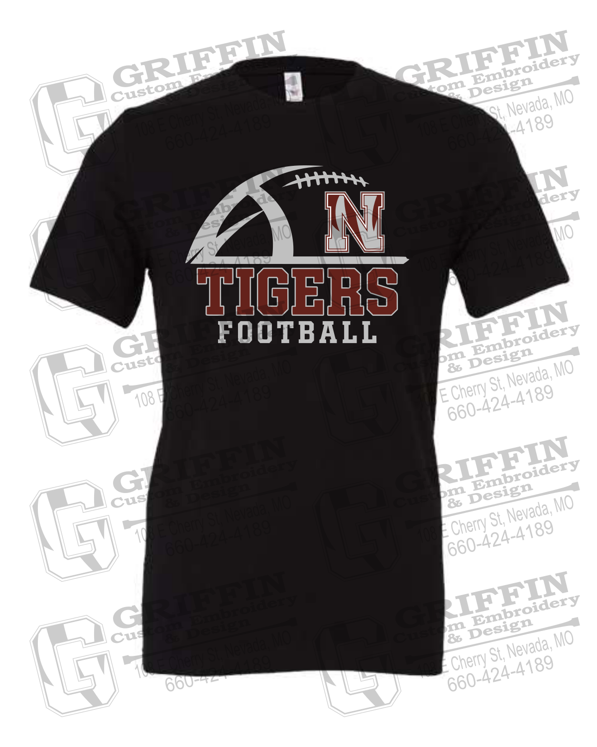 Cotton Short Sleeve T-Shirt - Football - Nevada Tigers 27-B