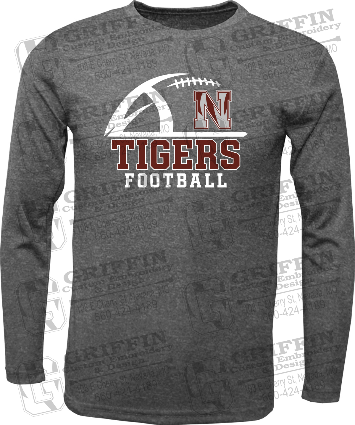 Dry-Fit Long Sleeve T-Shirt - Football - Nevada Tigers 27-B