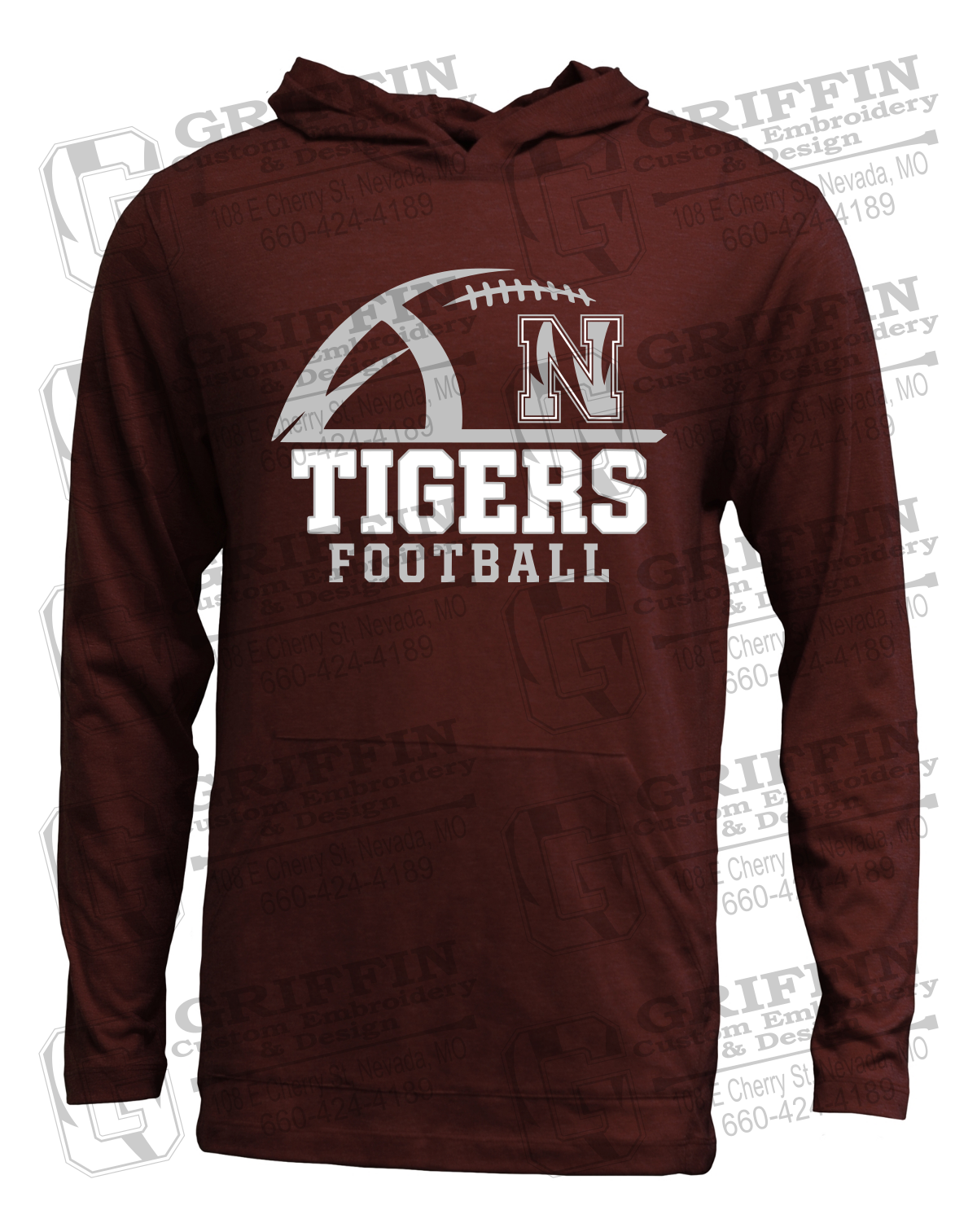 Soft-Tek T-Shirt Hoodie - Football - Nevada Tigers 27-B