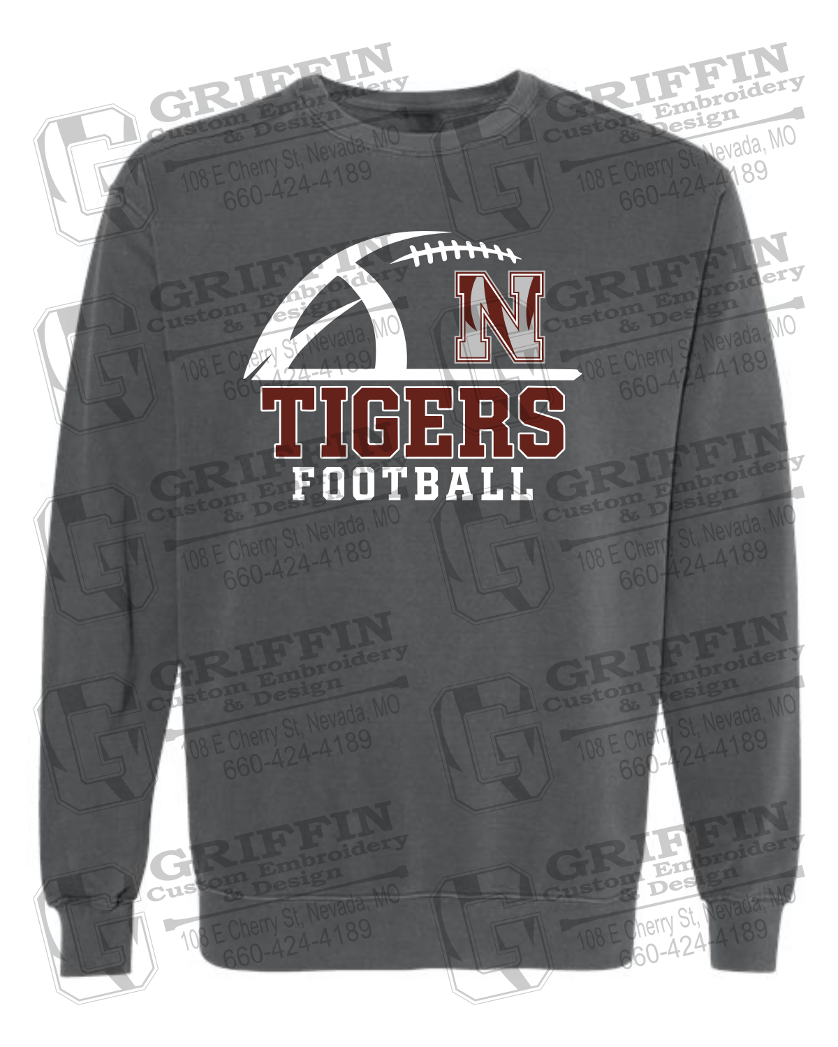Comfort Colors Crewneck Sweatshirt - Football - Nevada Tigers 27-B