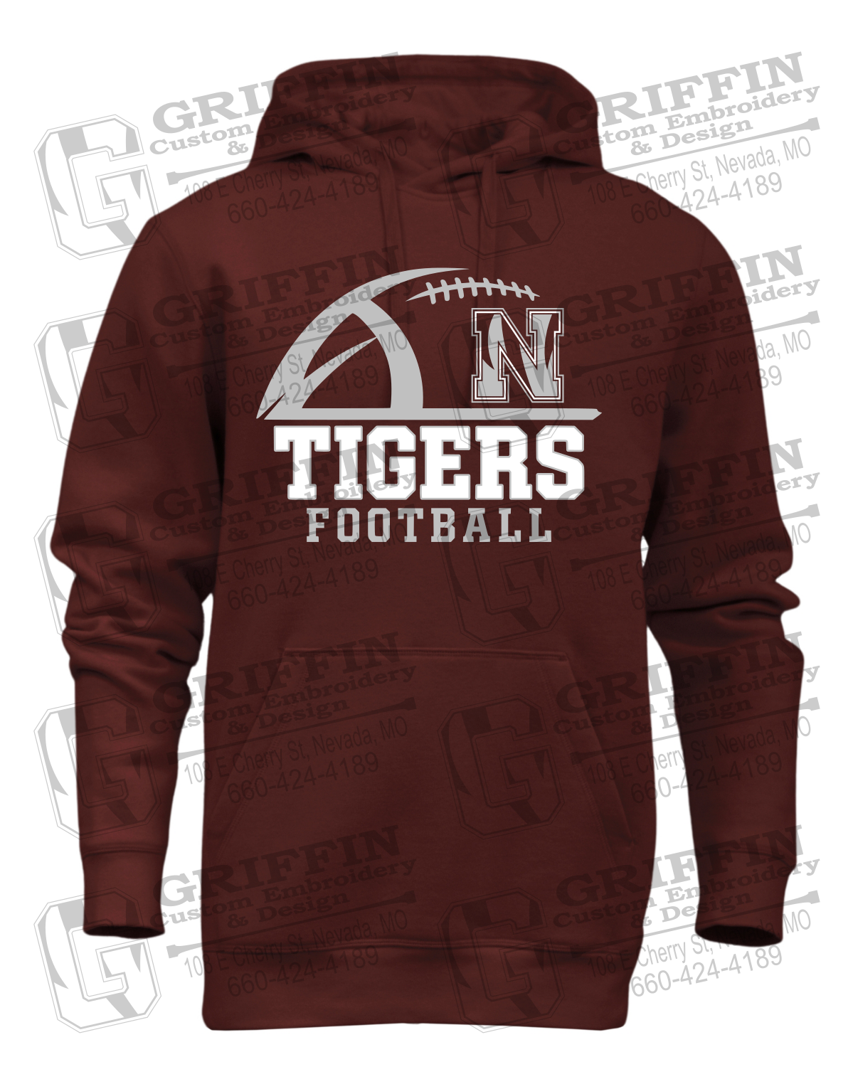 Heavyweight Fleece Hoodie - Football - Nevada Tigers 27-B