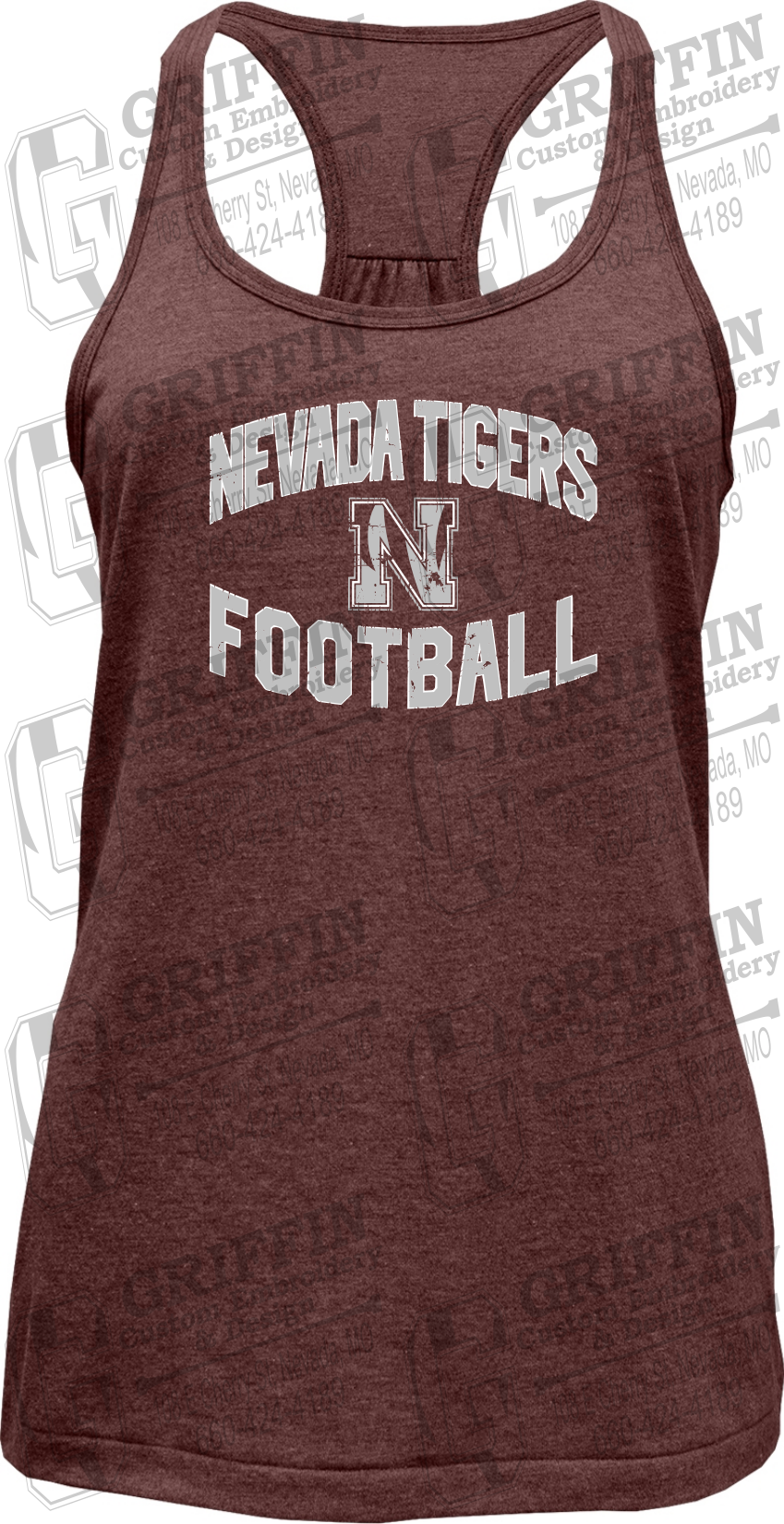 Womens Tri-Blend Tank Top - Football - Nevada Tigers 27-C