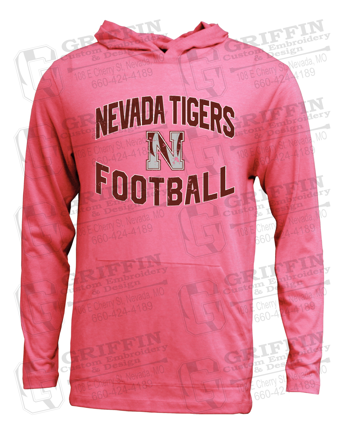 Soft-Tek T-Shirt Hoodie - Football - Nevada Tigers 27-C