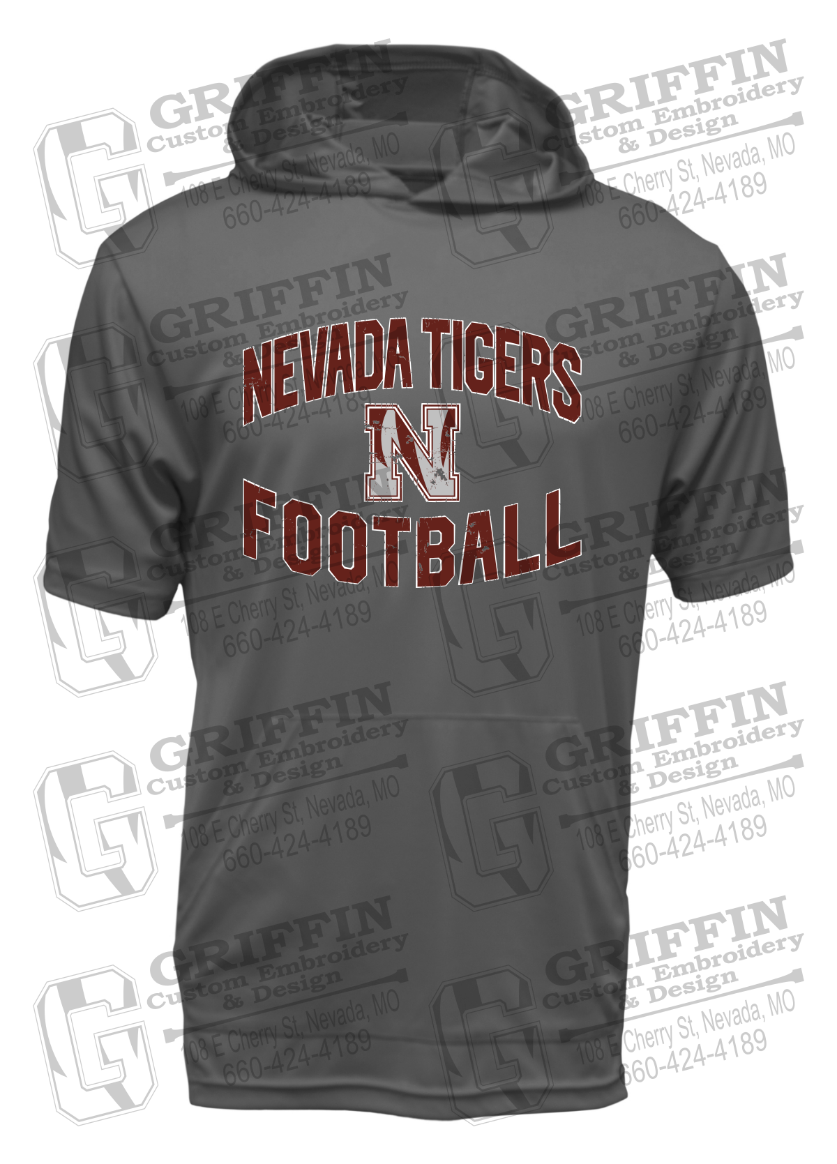 Dry-Fit Short Sleeve T-Shirt Hoodie - Football - Nevada Tigers 27-C