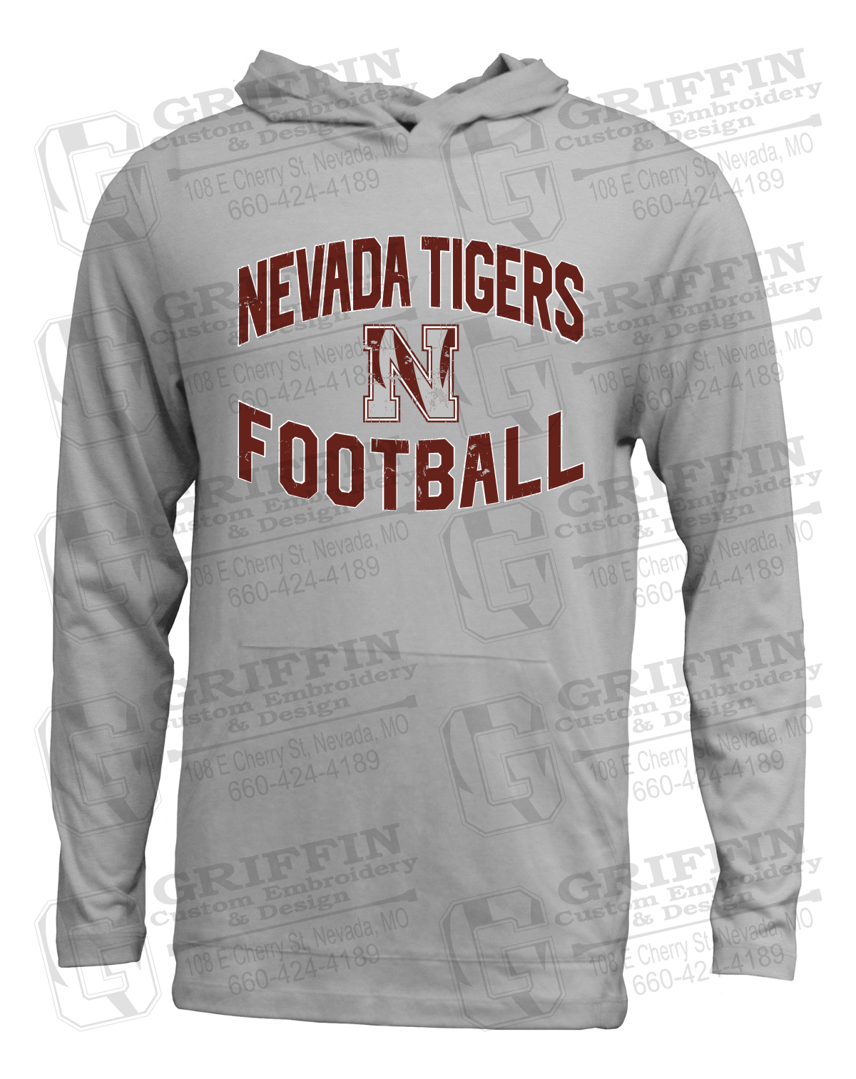 Soft-Tek T-Shirt Hoodie - Football - Nevada Tigers 27-C