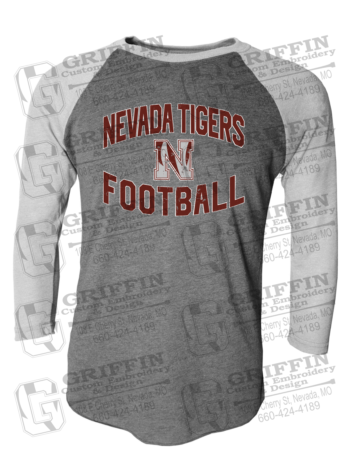 Tri-Blend Raglan Sleeve T-Shirt - Football - Nevada Tigers 27-C