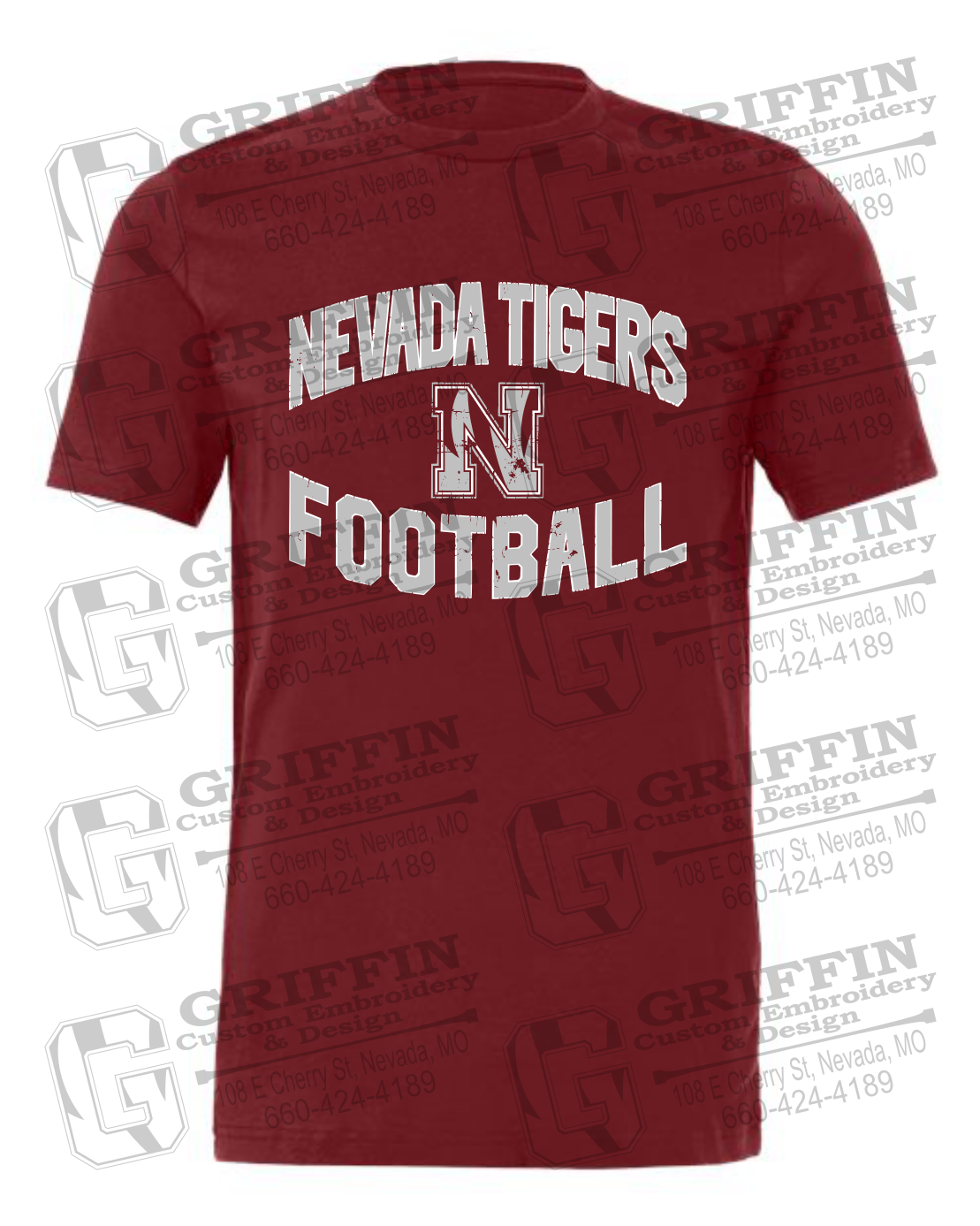 Cotton Short Sleeve T-Shirt - Football - Nevada Tigers 27-C