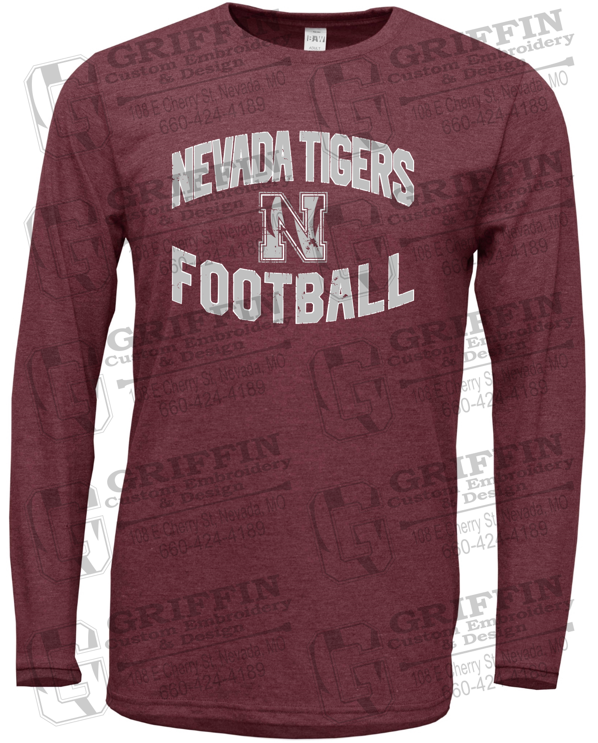 Soft-Tek Long Sleeve T-Shirt - Football - Nevada Tigers 27-C