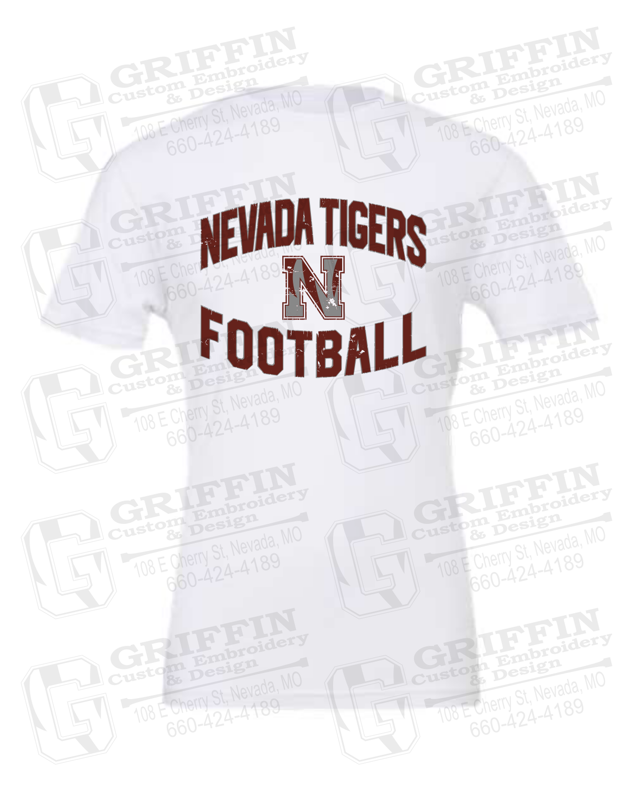 Cotton Short Sleeve T-Shirt - Football - Nevada Tigers 27-C