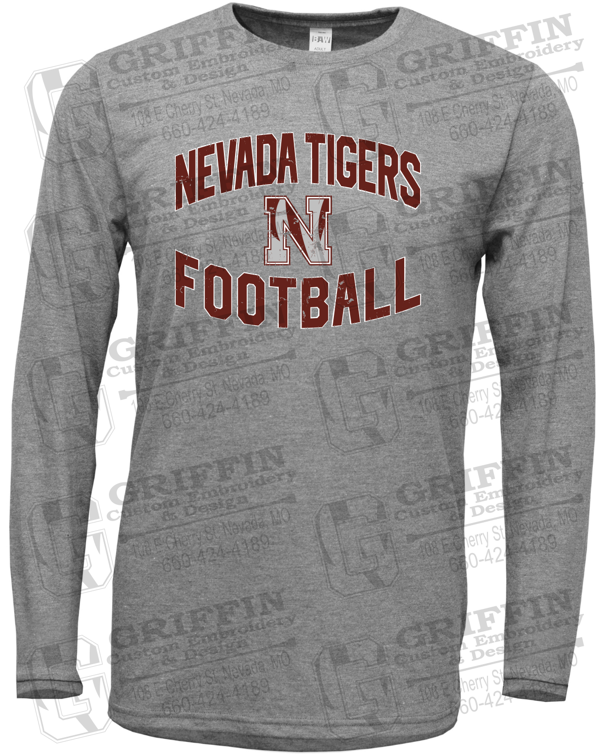 Soft-Tek Long Sleeve T-Shirt - Football - Nevada Tigers 27-C