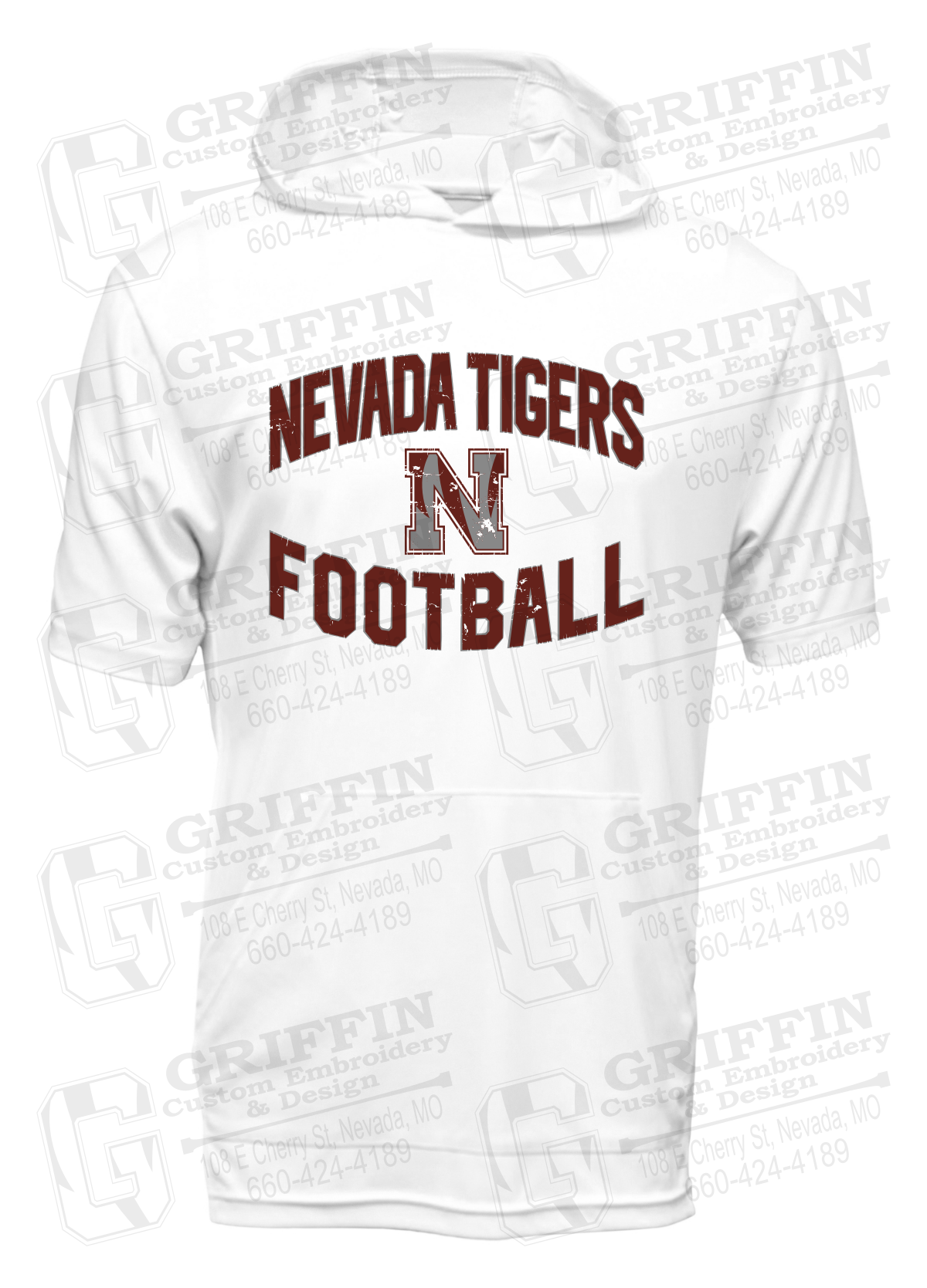 Dry-Fit Short Sleeve T-Shirt Hoodie - Football - Nevada Tigers 27-C