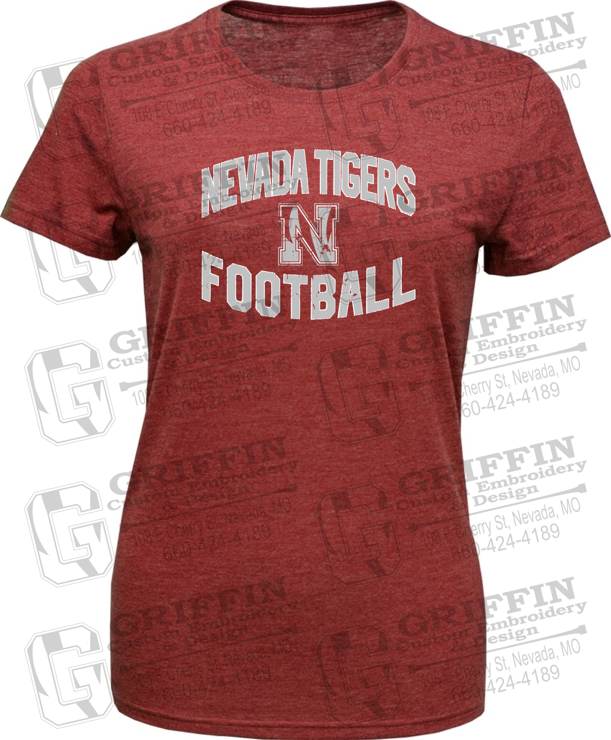 Womens Tri-Blend T-Shirt - Football - Nevada Tigers 27-C