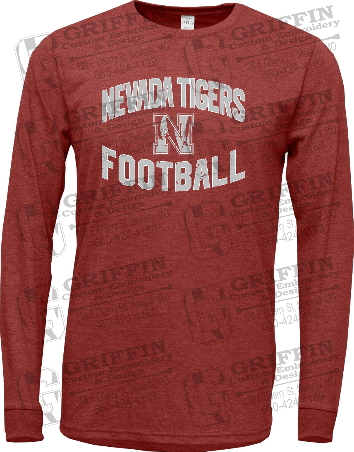 Soft-Tek Long Sleeve T-Shirt - Football - Nevada Tigers 27-C
