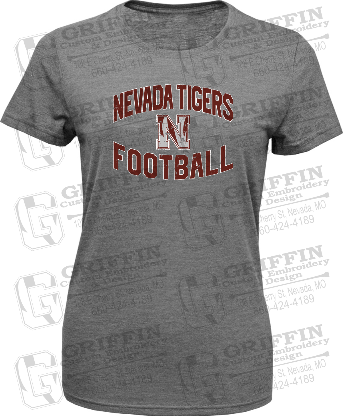 Womens Tri-Blend T-Shirt - Football - Nevada Tigers 27-C