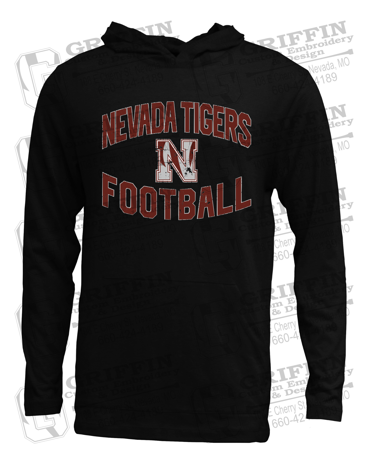 Soft-Tek T-Shirt Hoodie - Football - Nevada Tigers 27-C