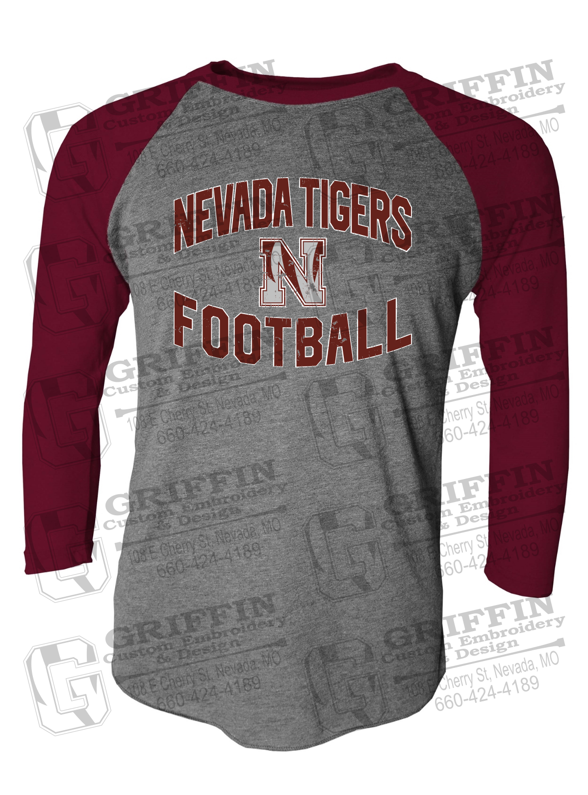Tri-Blend Raglan Sleeve T-Shirt - Football - Nevada Tigers 27-C
