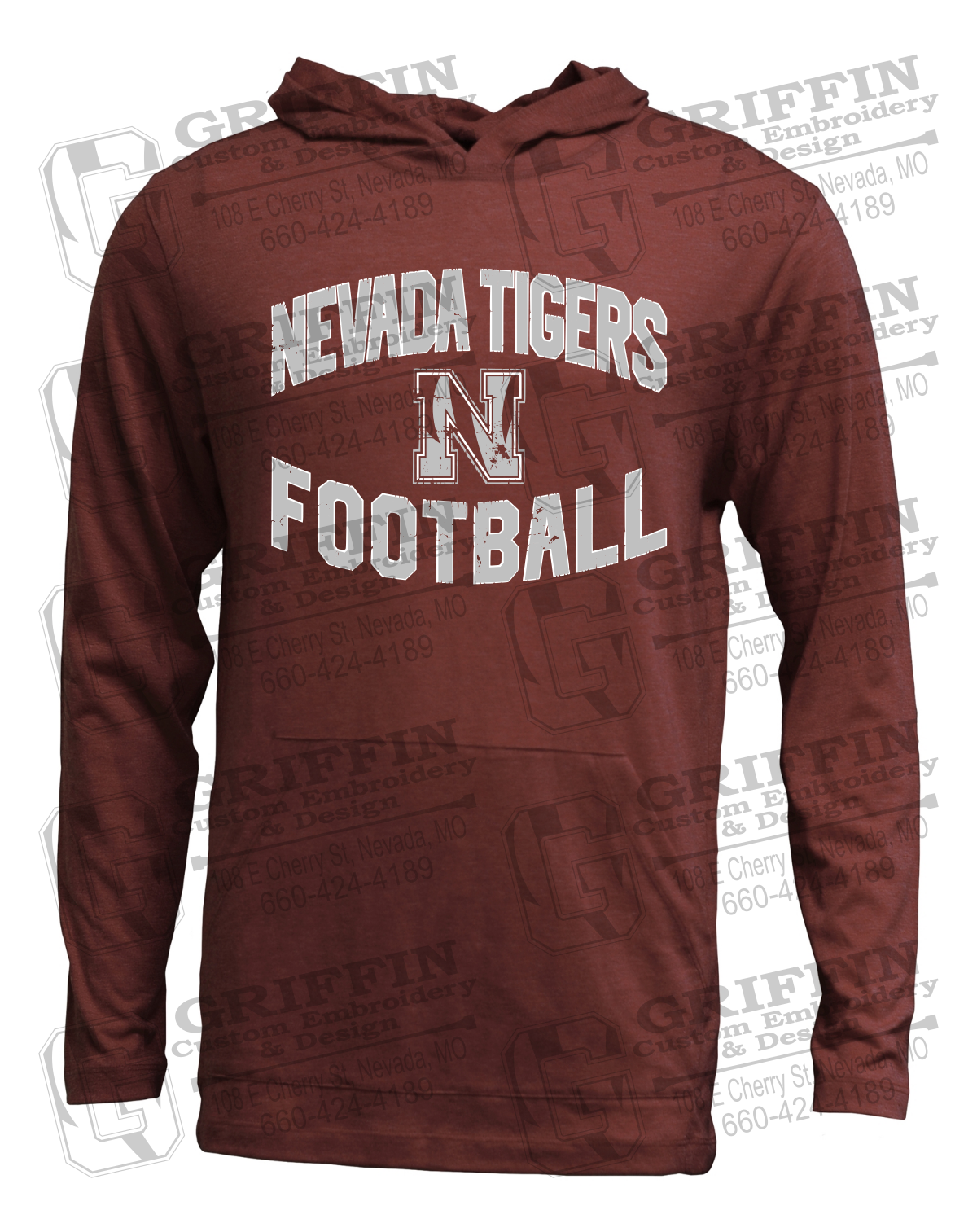 Soft-Tek T-Shirt Hoodie - Football - Nevada Tigers 27-C
