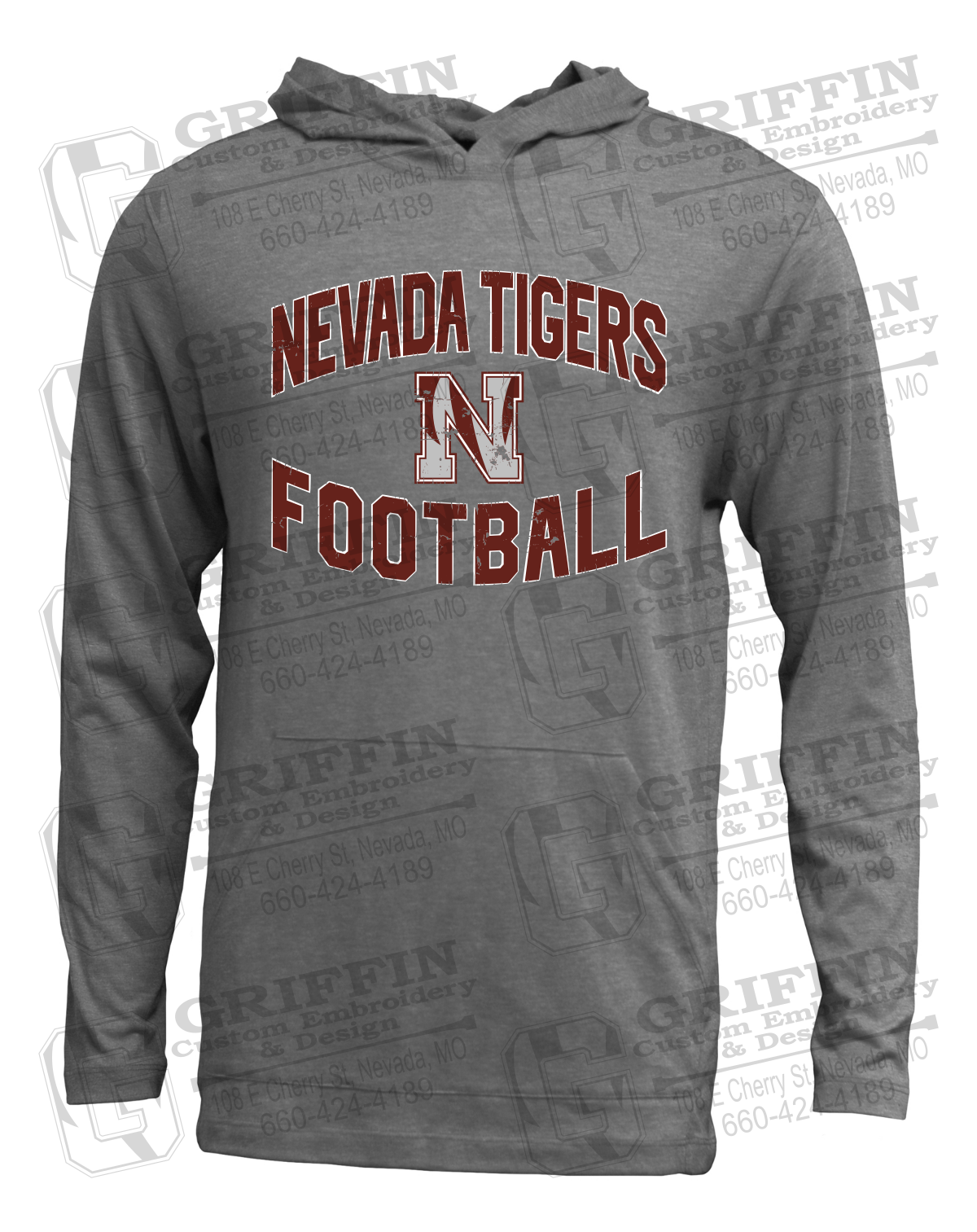 Soft-Tek T-Shirt Hoodie - Football - Nevada Tigers 27-C