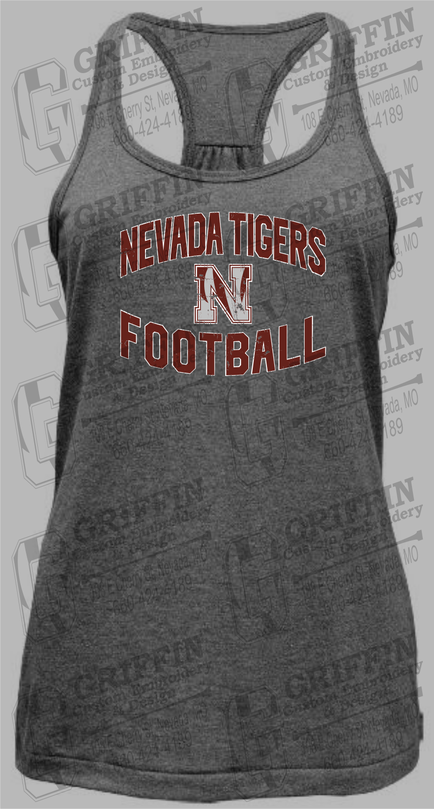 Womens Tri-Blend Tank Top - Football - Nevada Tigers 27-C