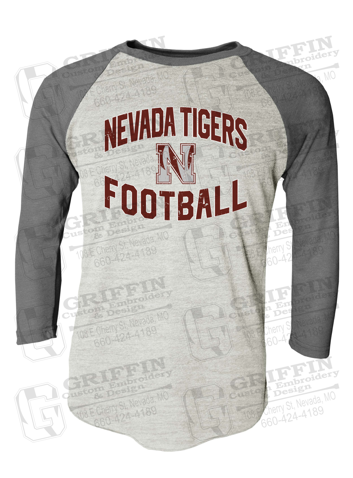 Tri-Blend Raglan Sleeve T-Shirt - Football - Nevada Tigers 27-C