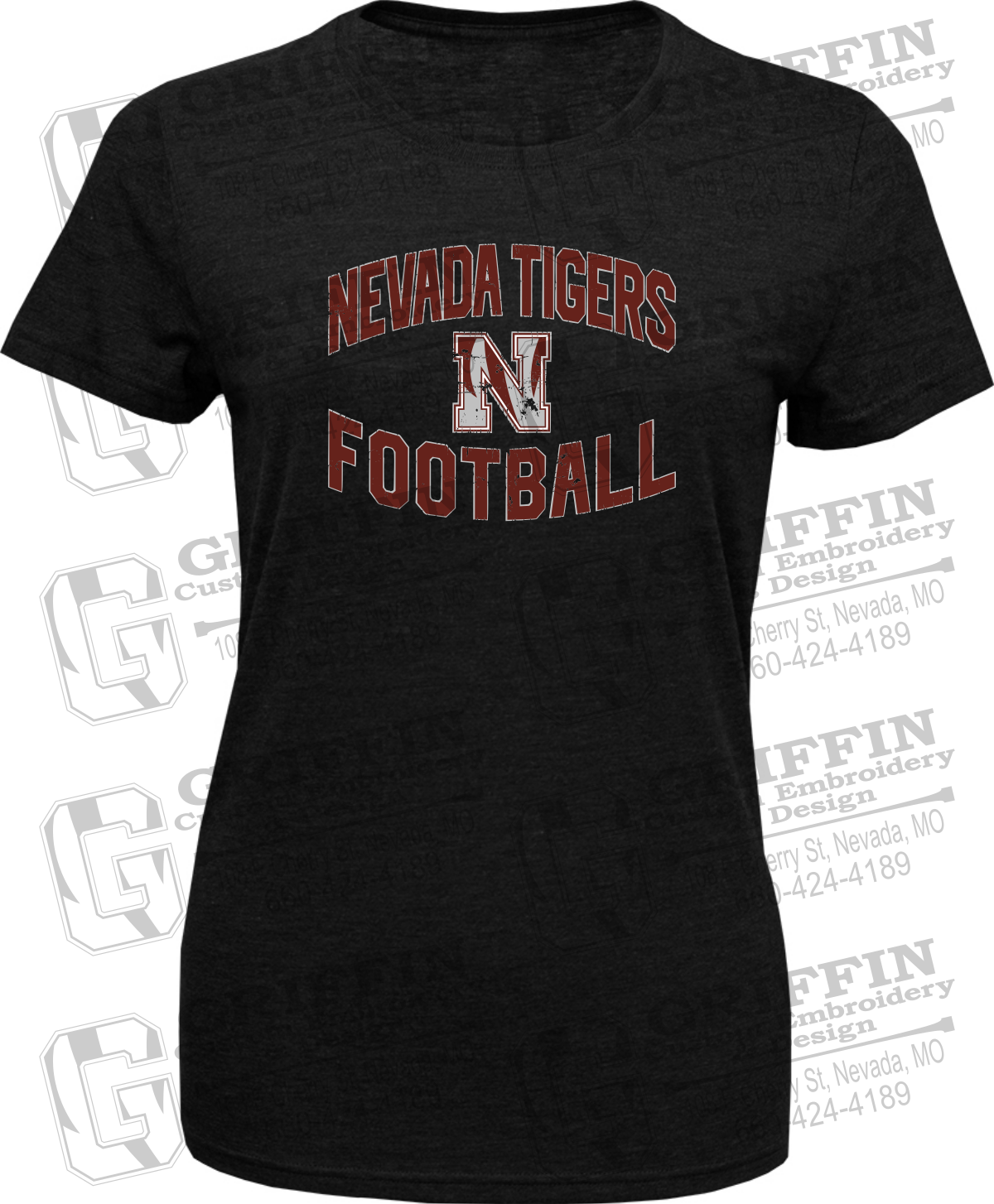 Womens Tri-Blend T-Shirt - Football - Nevada Tigers 27-C