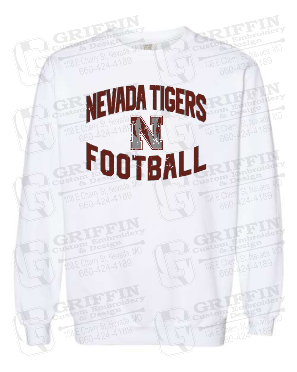 Comfort Colors Crewneck Sweatshirt - Football - Nevada Tigers 27-C