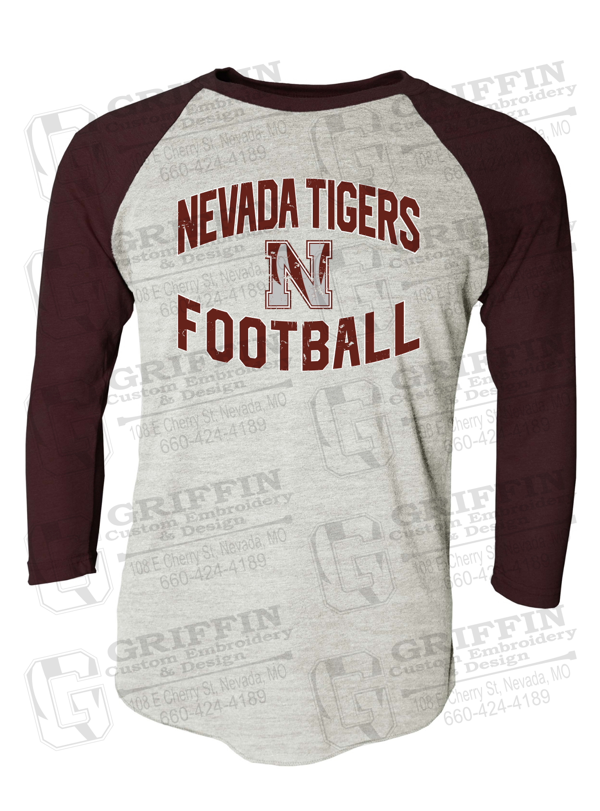 Tri-Blend Raglan Sleeve T-Shirt - Football - Nevada Tigers 27-C