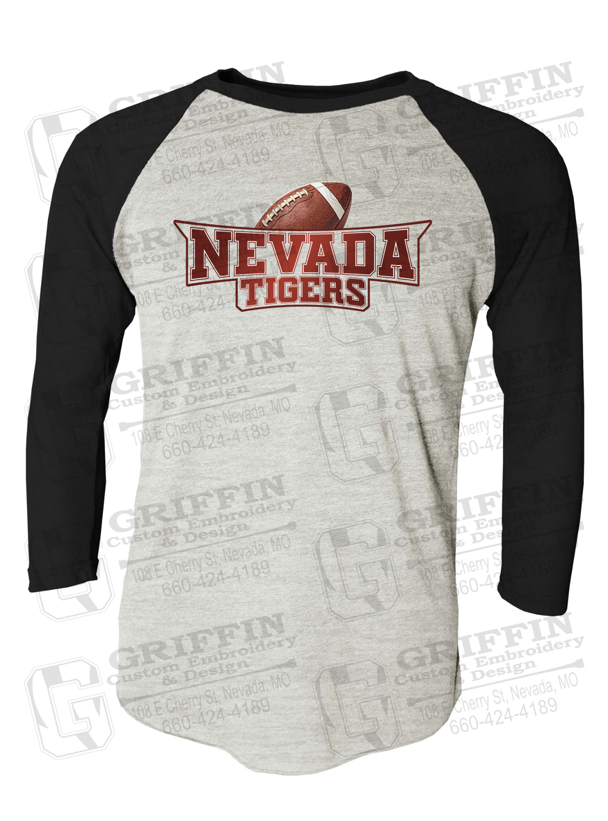 Tri-Blend Raglan Sleeve T-Shirt - Football - Nevada Tigers 27-E