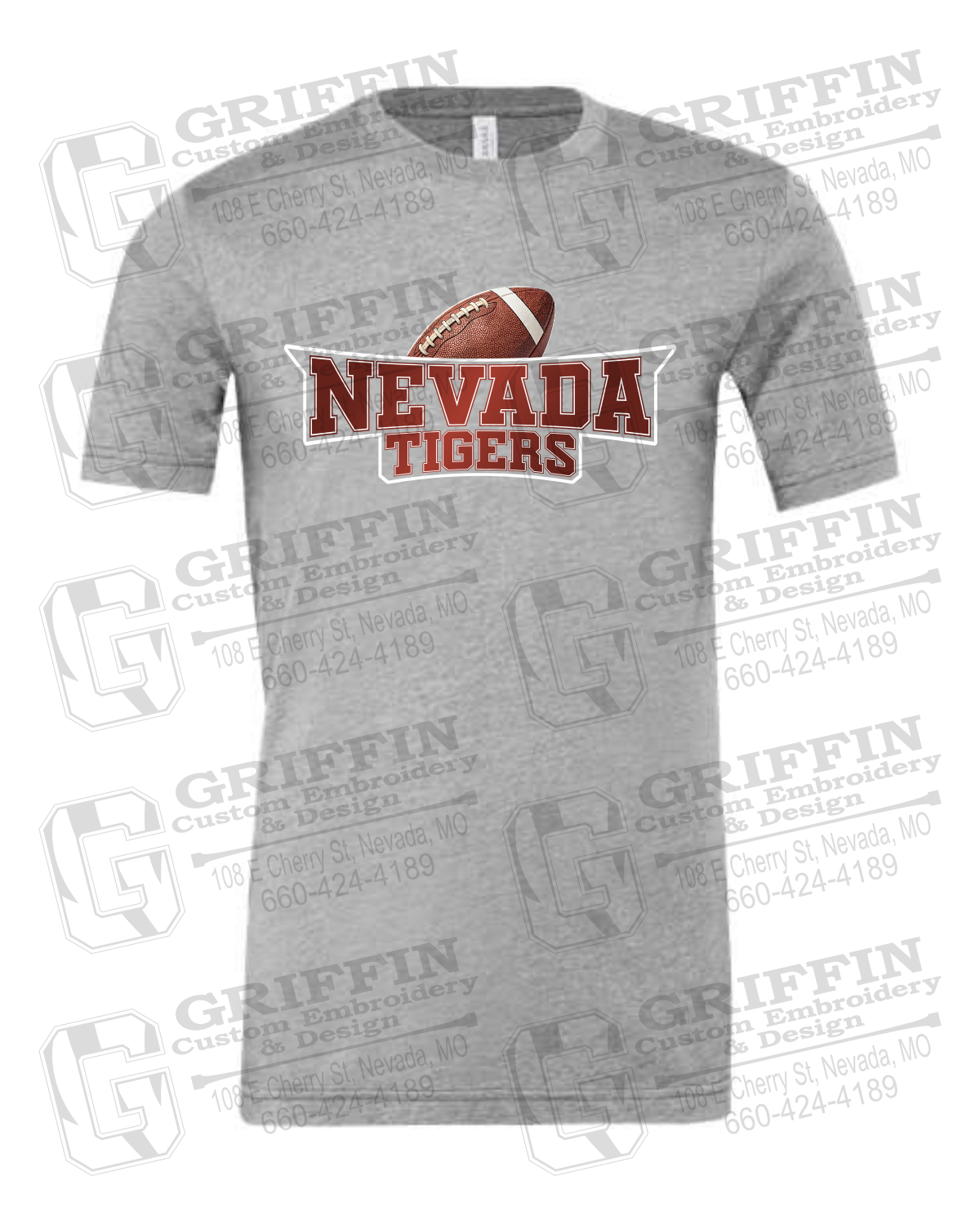 Cotton Short Sleeve T-Shirt - Football - Nevada Tigers 27-E