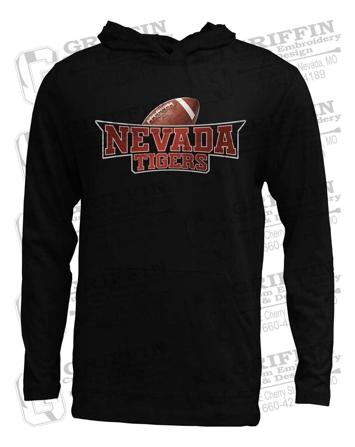Soft-Tek T-Shirt Hoodie - Football - Nevada Tigers 27-E