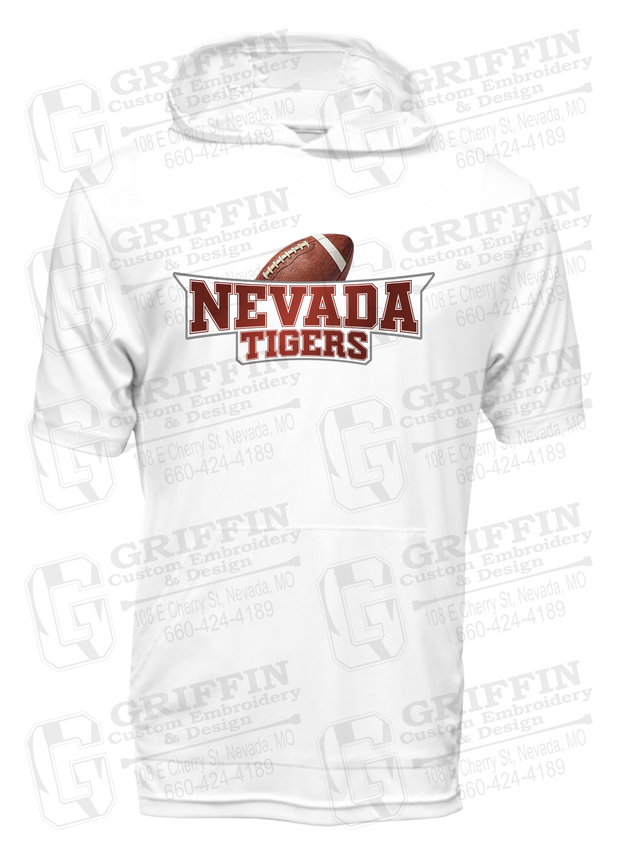 Dry-Fit Short Sleeve T-Shirt Hoodie - Football - Nevada Tigers 27-E