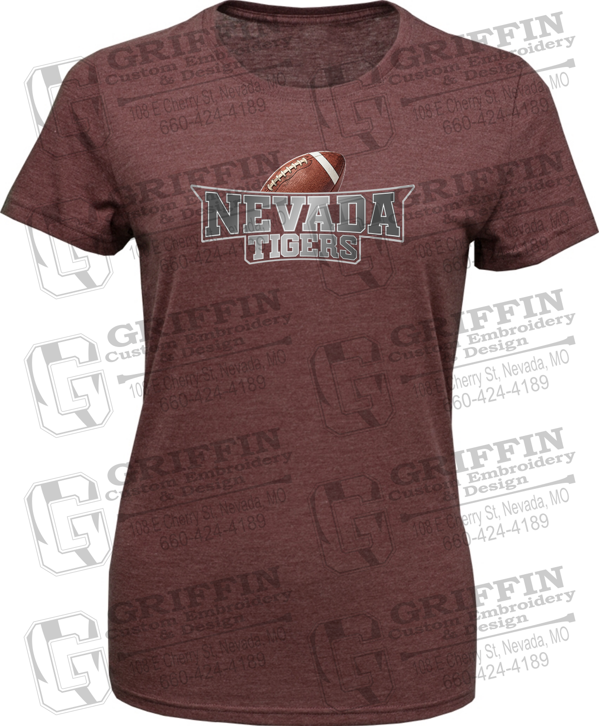 Womens Tri-Blend T-Shirt - Football - Nevada Tigers 27-E
