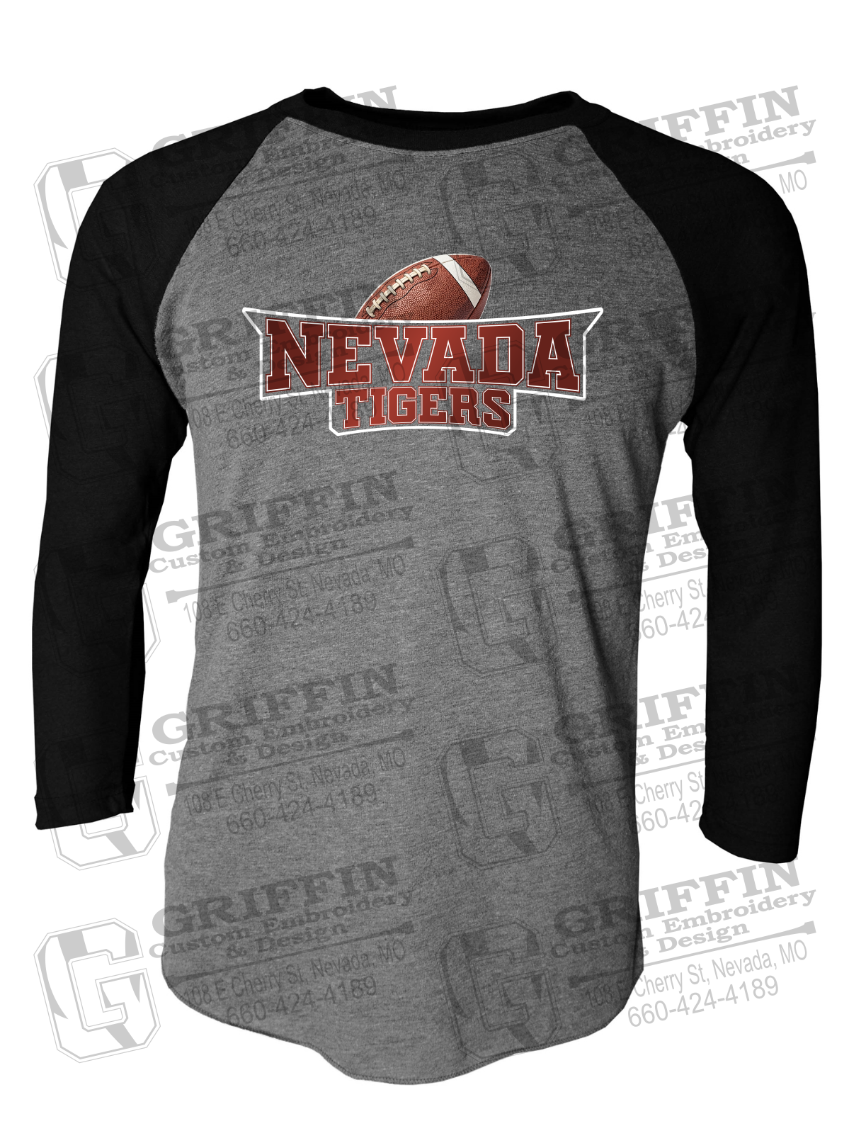 Tri-Blend Raglan Sleeve T-Shirt - Football - Nevada Tigers 27-E