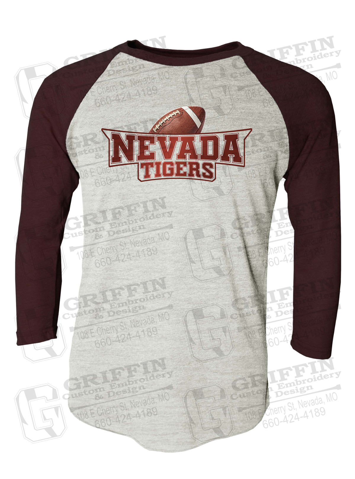 Tri-Blend Raglan Sleeve T-Shirt - Football - Nevada Tigers 27-E