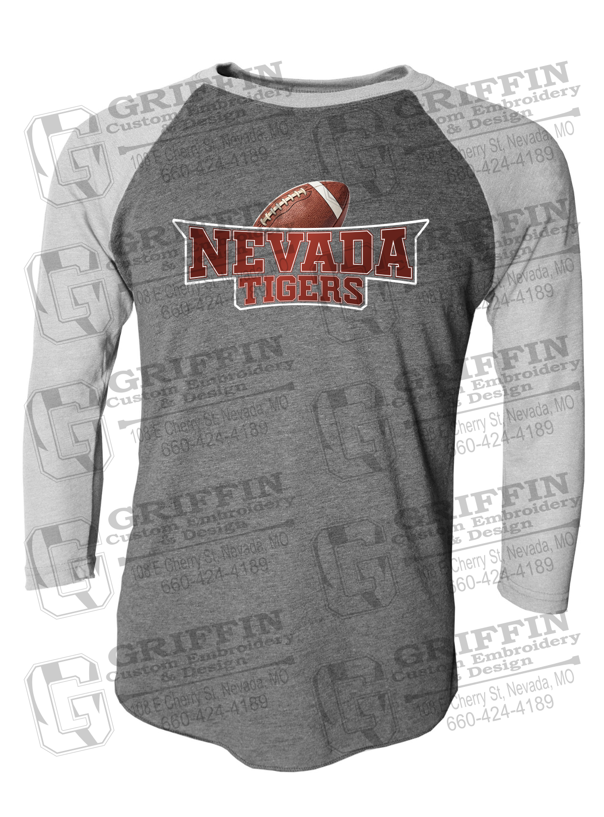 Tri-Blend Raglan Sleeve T-Shirt - Football - Nevada Tigers 27-E