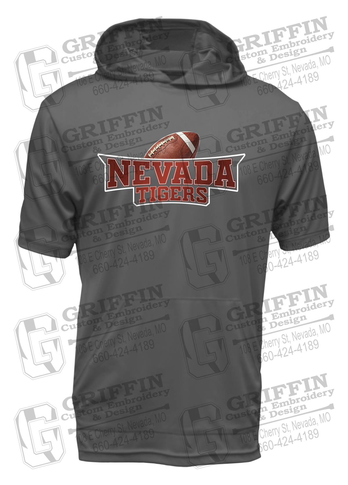 Dry-Fit Short Sleeve T-Shirt Hoodie - Football - Nevada Tigers 27-E