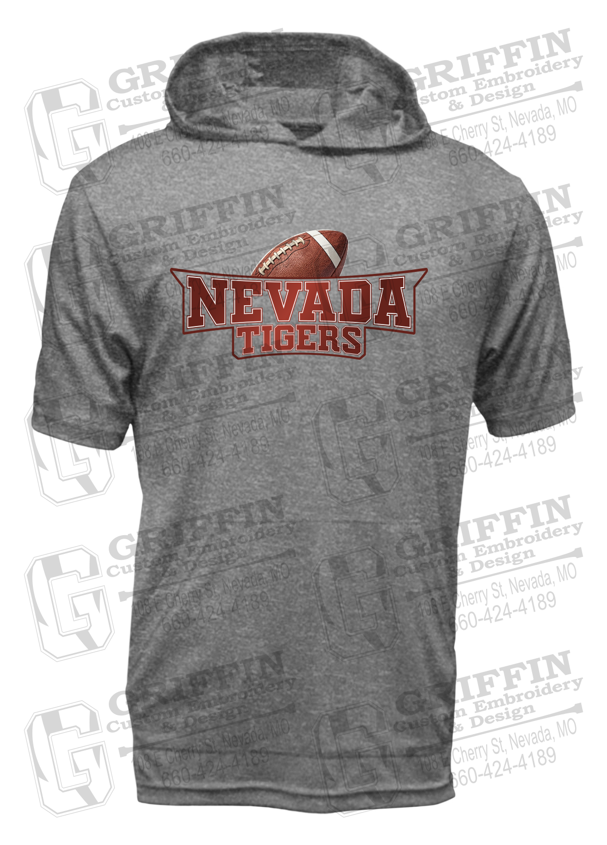 Dry-Fit Short Sleeve T-Shirt Hoodie - Football - Nevada Tigers 27-E