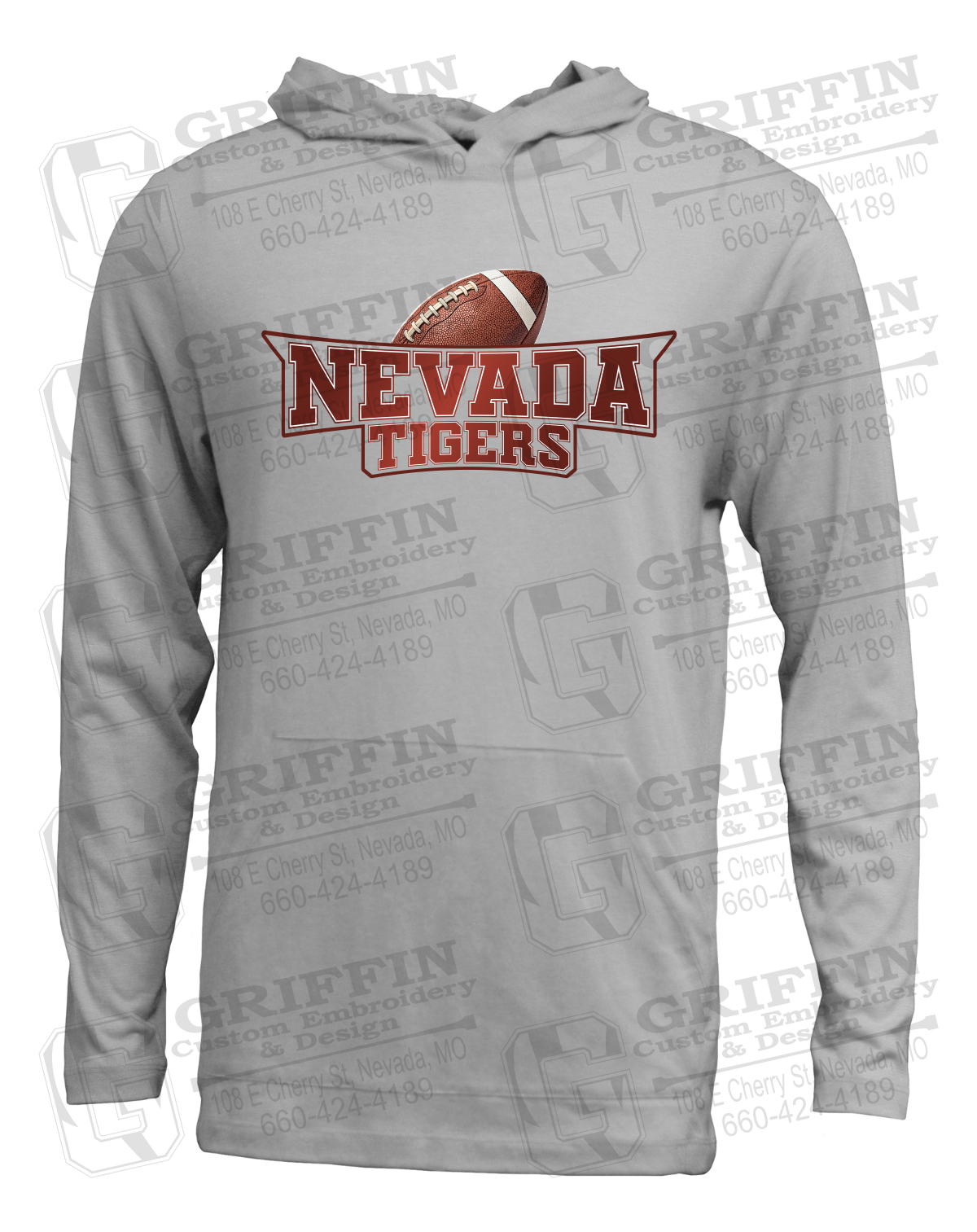 Soft-Tek T-Shirt Hoodie - Football - Nevada Tigers 27-E