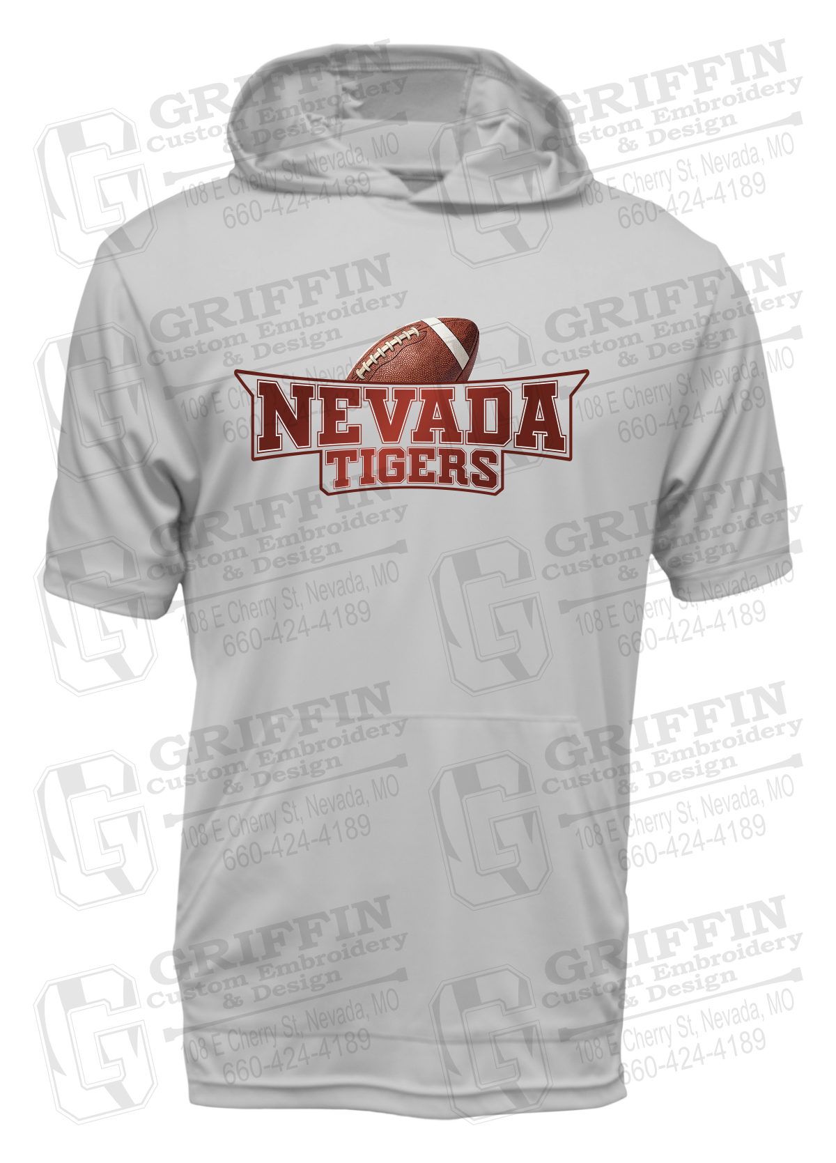 Dry-Fit Short Sleeve T-Shirt Hoodie - Football - Nevada Tigers 27-E