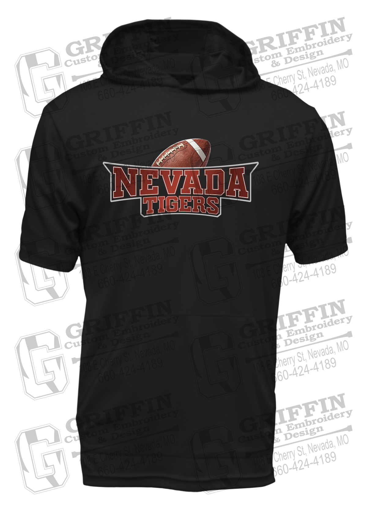 Dry-Fit Short Sleeve T-Shirt Hoodie - Football - Nevada Tigers 27-E