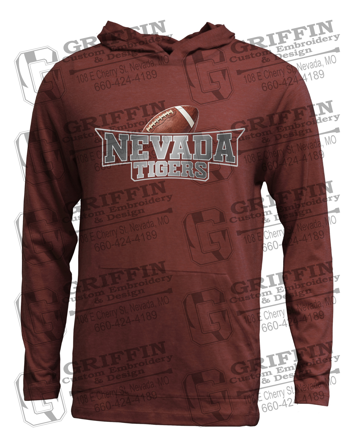 Soft-Tek T-Shirt Hoodie - Football - Nevada Tigers 27-E